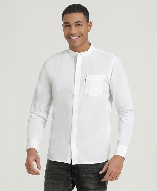 Camisa Manga Larga Banded Collar 1 Pkt Para Hombre