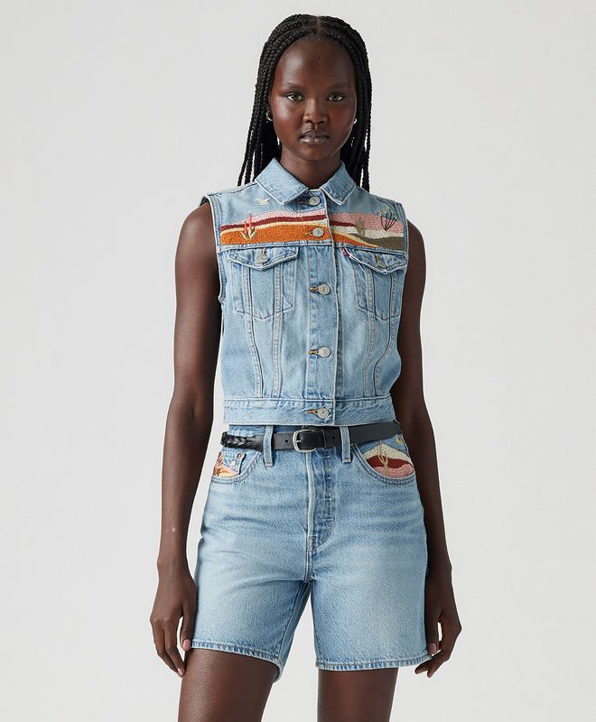 Chaleco Embroidered Xs Vest Para Mujer