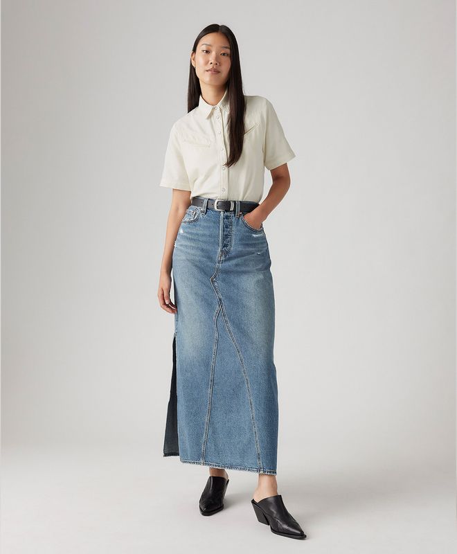 Falda Iconic Long Skirt W/Slit Para Mujer