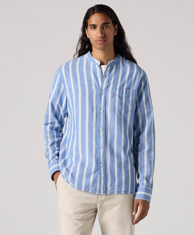 Camisa Manga Larga Banded Collar 1 Pkt Para Hombre
