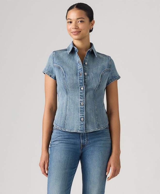 Camisa Manga Corta Shaped Denim Levi's® Para Mujer